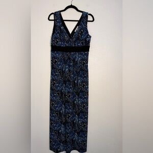 Coldwater Creek Maxi Dress Womens SzS/8 Blue/White Floral Sleeveless Resort Wear